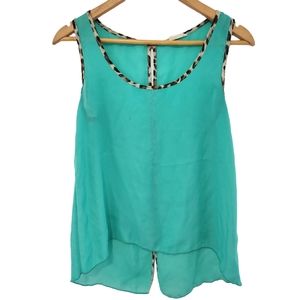 E Hanger M Blouse Women Medium Green Button Up Tank Top Preppy Breathable